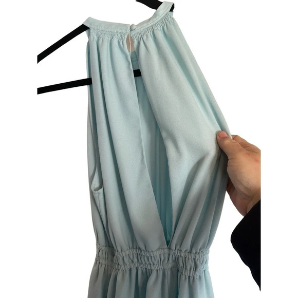 Aritzia Wilfred halter dress open back button neck M Light blue - Picture 5 of 7